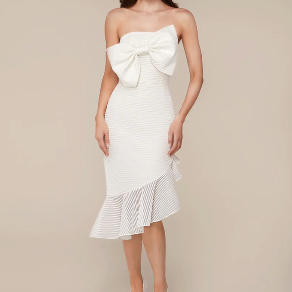 NWT Anne Barge Bridal Stand By Me Little White Dress Sz Med Strapless Midi